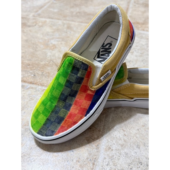 Vans Shoes - Vans‎ Classic Slip-On Womens 5.5 Multicolor Checkerboard Sneakers Sanitized